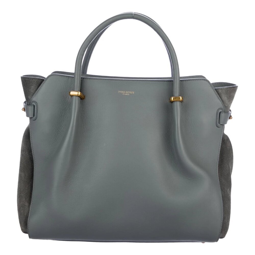 Nina Ricci Grey Leather Le Marché Tote, Leather & Suede Bag, Leather Tote Bag
